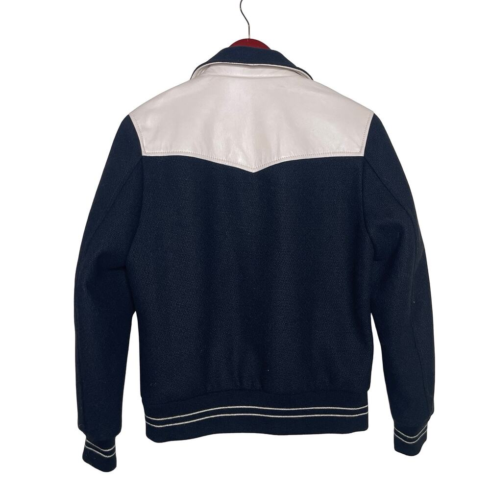 CELINE Black Jack Teddy Cream Leather-Trimmed Wool-Blend Varsity Jacket 46 US S - Picture 4 of 16